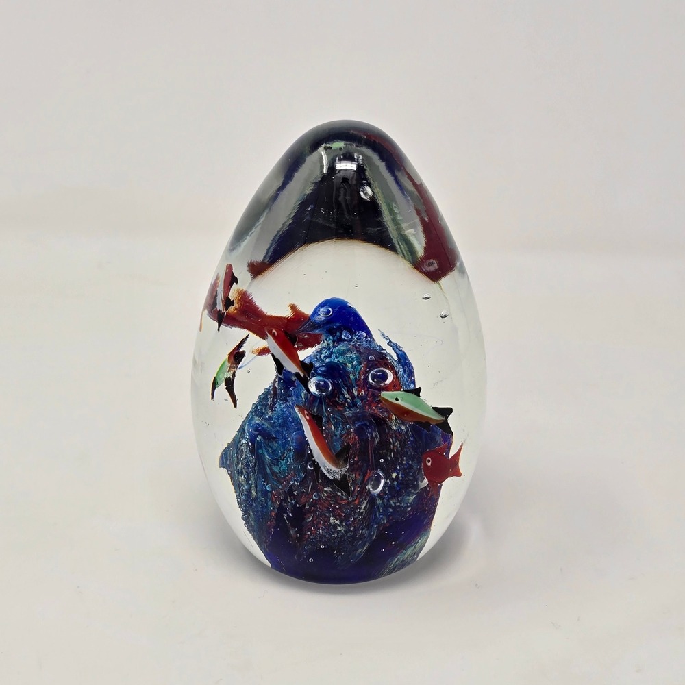 Vintage Murano Style Glass Paperweight Aquarium Fish Ocean Decor Art Handmade - Picture 6 of 9